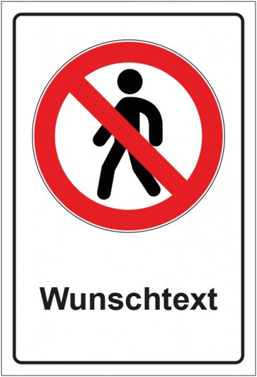 Aufkleber Verbotszeichen Gehen verboten mit WUNSCHTEXT