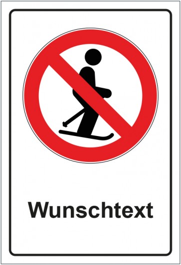 Magnetschild Verbotszeichen Skifahren verboten mit WUNSCHTEXT