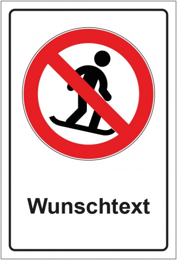 Aufkleber Verbotszeichen Snowboard fahren verboten mit WUNSCHTEXT · stark haftend