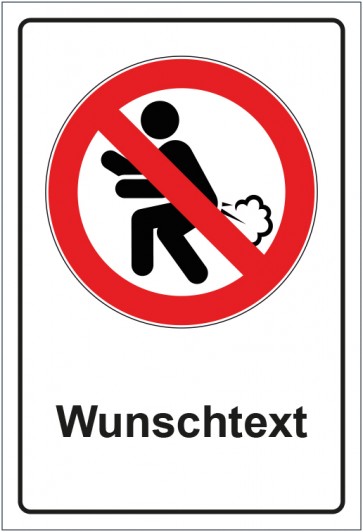 Schild Verbotszeichen Furzen verboten mit WUNSCHTEXT