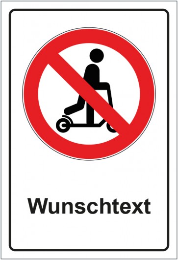Schild Verbotszeichen Roller fahren verboten mit WUNSCHTEXT