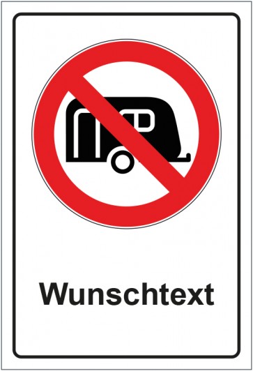 Aufkleber Verbotszeichen Wohnwagen verboten mit WUNSCHTEXT
