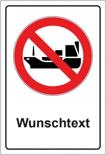 Aufkleber Verbotszeichen Für Schiffe fahren verboten mit WUNSCHTEXT