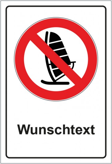 Aufkleber Verbotszeichen Wind Surfen verboten mit WUNSCHTEXT · stark haftend