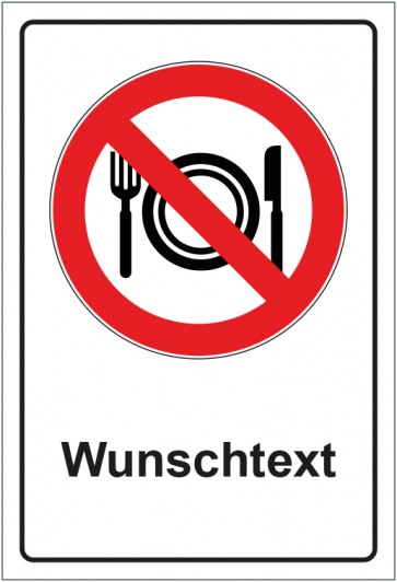 Magnetschild Verbotszeichen Essen und Trinken verboten mit WUNSCHTEXT