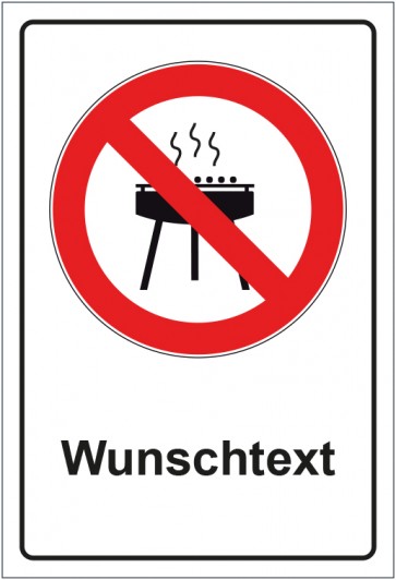Magnetschild Verbotszeichen Grillen verboten mit WUNSCHTEXT