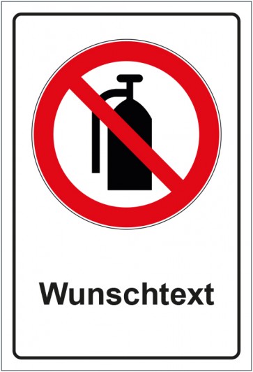 Magnetschild Verbotszeichen Feuerlöscher verboten mit WUNSCHTEXT