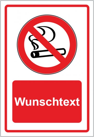 Schild Verbotszeichen Rauchen verboten rot mit WUNSCHTEXT · selbstklebend