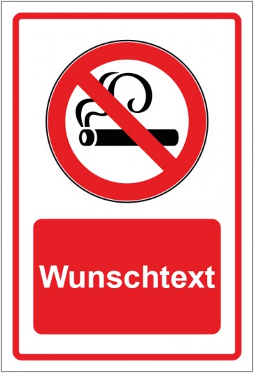 Aufkleber Verbotszeichen Rauchen verboten rot mit WUNSCHTEXT · stark haftend