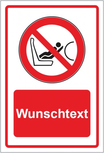 Schild Verbotszeichen Achtung Airbag Vorsicht rot mit WUNSCHTEXT