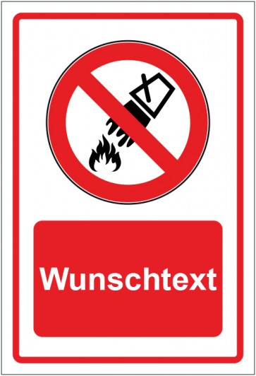 Schild Verbotszeichen Mit Wasser löschen verboten rot mit WUNSCHTEXT · selbstklebend