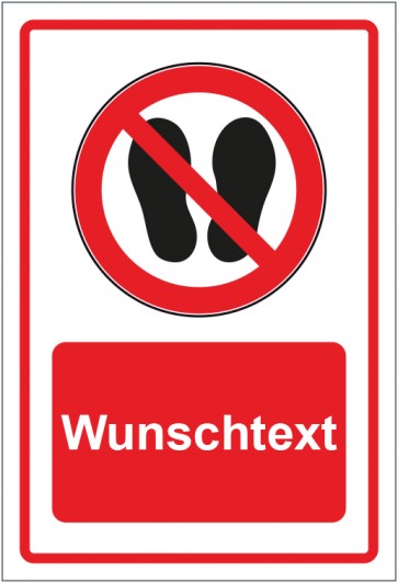 Schild Verbotszeichen Betreten der Fläche verboten rot mit WUNSCHTEXT