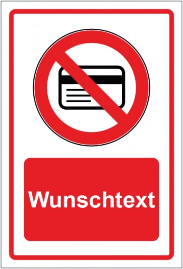 Aufkleber Verbotszeichen Mitführen von magnetischen oder elektronischen Datenträgern verboten rot mit WUNSCHTEXT