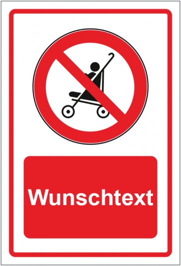 Aufkleber Verbotszeichen Kinderwagen verboten rot mit WUNSCHTEXT