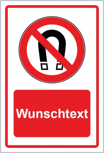 Schild Verbotszeichen Magnet verboten rot mit WUNSCHTEXT · selbstklebend
