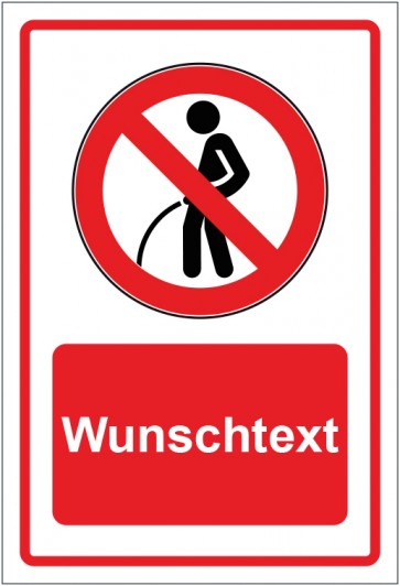 Aufkleber Verbotszeichen Urinieren verboten rot mit WUNSCHTEXT · stark haftend