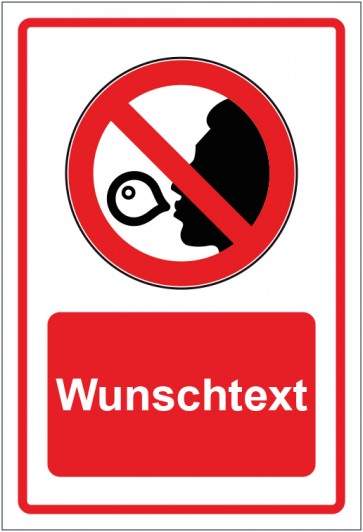 Schild Verbotszeichen Kaugummi verboten rot mit WUNSCHTEXT · selbstklebend