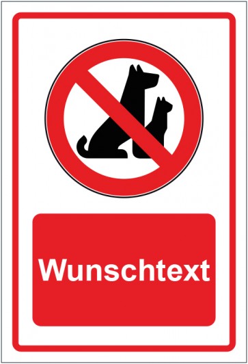 Schild Verbotszeichen Hunde verboten Draußen bleiben rot mit WUNSCHTEXT · selbstklebend