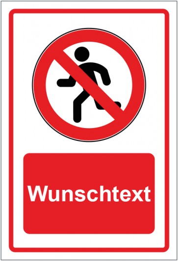Schild Verbotszeichen Rennen Laufen verboten rot mit WUNSCHTEXT