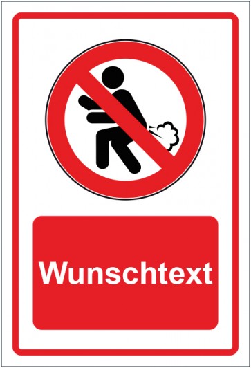 Schild Verbotszeichen Furzen verboten rot mit WUNSCHTEXT
