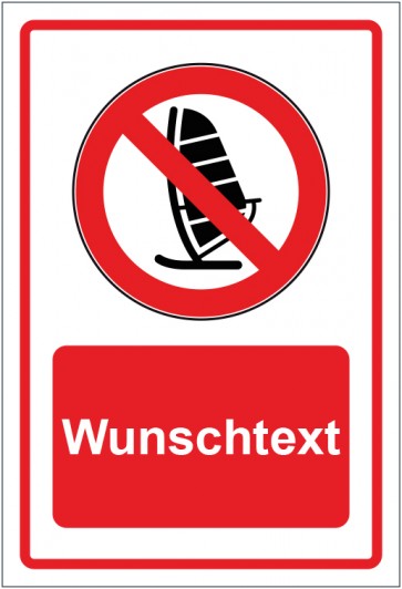 Aufkleber Verbotszeichen Wind Surfen verboten rot mit WUNSCHTEXT · stark haftend