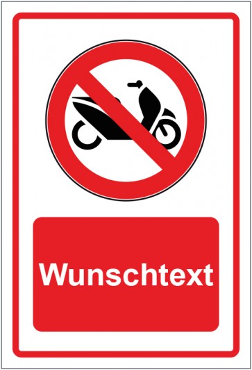 Schild Verbotszeichen Roller Mofa Moped verboten rot mit WUNSCHTEXT