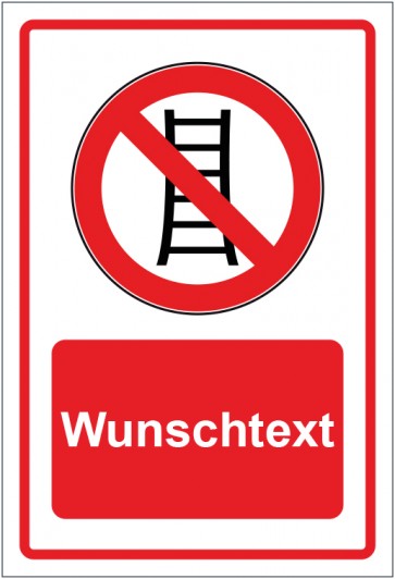 Aufkleber Verbotszeichen Benutzung der Treppe verboten rot mit WUNSCHTEXT