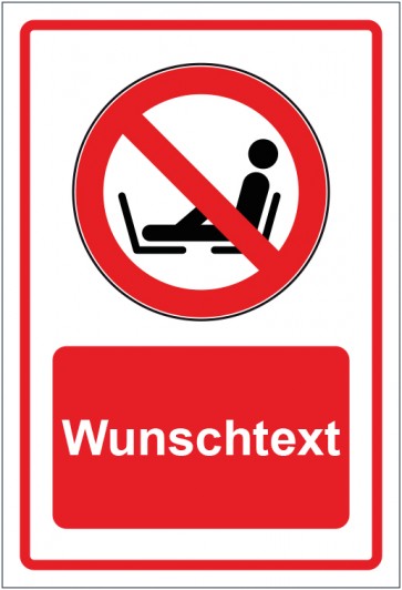 Schild Verbotszeichen Füße auf den Sitz legen verboten rot mit WUNSCHTEXT · selbstklebend