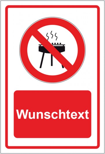 Magnetschild Verbotszeichen Grillen verboten rot mit WUNSCHTEXT