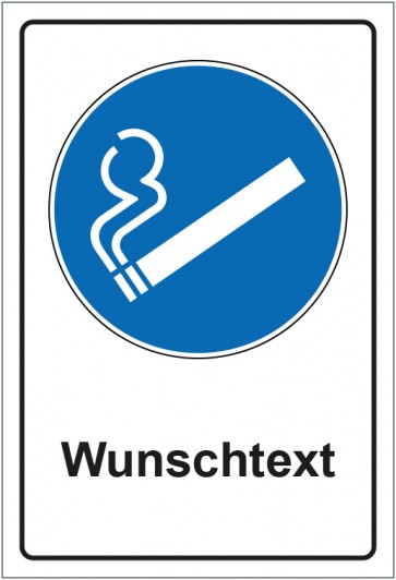 Schild Gebotszeichen Rauchen gestattet mit WUNSCHTEXT · selbstklebend