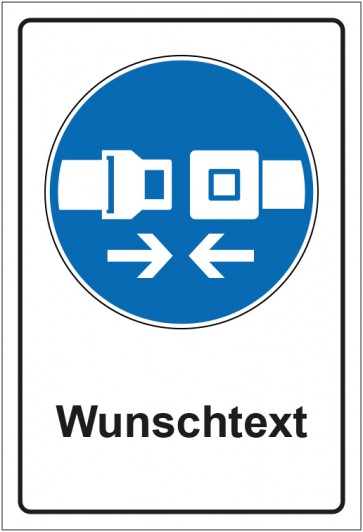 Magnetschild Gebotszeichen Sicherheitsgurt benutzen mit WUNSCHTEXT