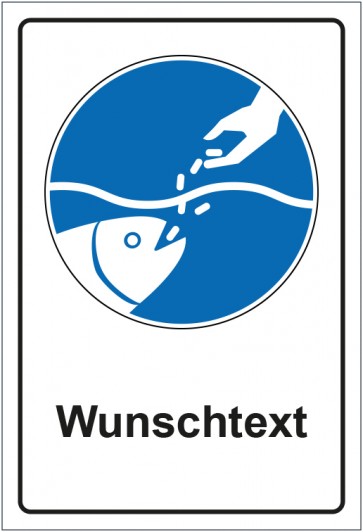 Magnetschild Gebotszeichen Fische füttern erlaubt mit WUNSCHTEXT