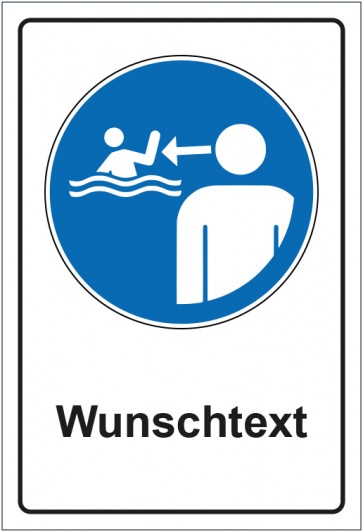 Aufkleber Gebotszeichen Kinder in Wassereinrichtungen beaufsichtigen mit WUNSCHTEXT