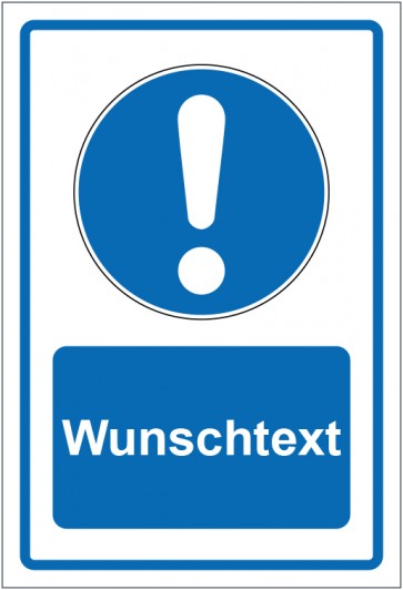 Magnetschild Gebotszeichen Allgemeines Gebotszeichen blau mit WUNSCHTEXT