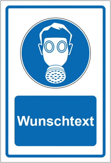 Magnetschild Gebotszeichen Atemschutz benutzen blau mit WUNSCHTEXT