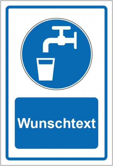 Magnetschild Gebotszeichen Trinkwasser blau mit WUNSCHTEXT