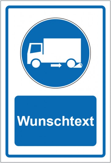 Schild Gebotszeichen Unterlegkeil benutzen blau mit WUNSCHTEXT · selbstklebend