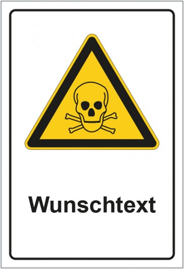 Magnetschild Warnzeichen Warnung vor giftigen Stoffen mit WUNSCHTEXT
