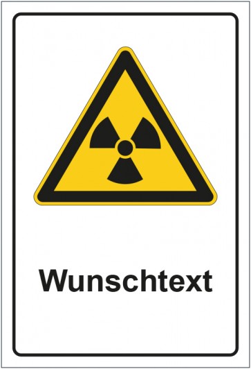 Magnetschild Warnzeichen Warnung vor radioaktiven Stoffen mit WUNSCHTEXT