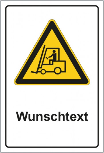 Schild Warnzeichen Warnung vor Flurförderzeugen mit WUNSCHTEXT