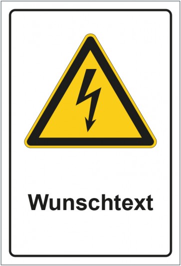 Schild Warnzeichen Warnung vor elektrischer Spannung mit WUNSCHTEXT