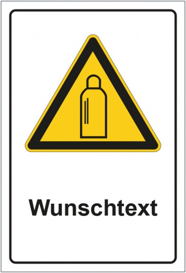 Schild Warnzeichen Warnung vor Gasflaschen mit WUNSCHTEXT · selbstklebend