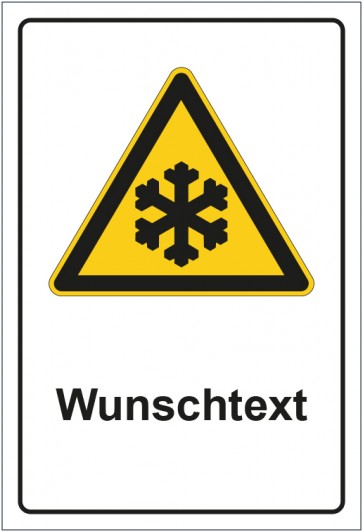 Aufkleber Warnzeichen Warnung vor niedriger Temperatur - Frost mit WUNSCHTEXT