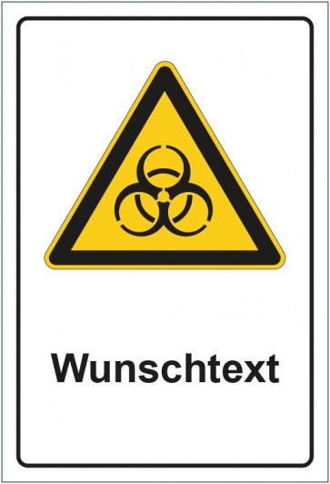 Aufkleber Warnzeichen Warnung vor Biogefährdung mit WUNSCHTEXT