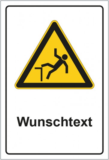 Schild Warnzeichen Warnung vor Absturzgefahr mit WUNSCHTEXT · selbstklebend