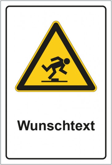 Schild Warnzeichen Warnung vor Hindernissen am Boden mit WUNSCHTEXT · selbstklebend