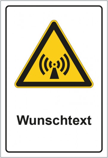 Aufkleber Warnzeichen Warnung vor nicht ionisierender Strahlung mit WUNSCHTEXT