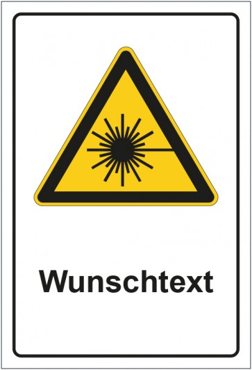 Magnetschild Warnzeichen Warnung vor Laserstrahlen mit WUNSCHTEXT