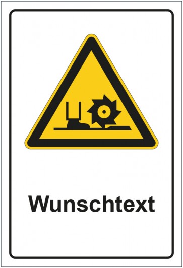 Magnetschild Warnzeichen Warnung vor Fräswelle mit WUNSCHTEXT