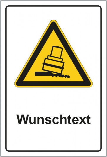 Schild Warnzeichen Warnung vor Kippgefahr beim Walzen mit WUNSCHTEXT